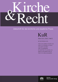Abbildung von: Kirche und Recht - KuR - Berliner Wissenschafts-Verlag