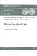 Abbildung von: Die Ad-hoc-Publizität - Nomos