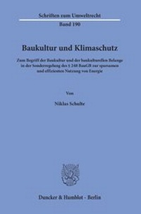 Abbildung von: Baukultur und Klimaschutz - Duncker & Humblot