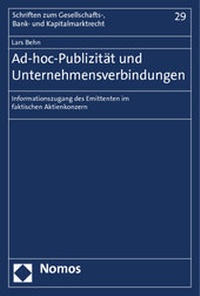 Abbildung von: Ad-hoc-Publizität und Unternehmensverbindungen - Nomos
