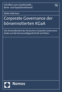 Abbildung von: Corporate Governance der börsennotierten KGaA - Nomos