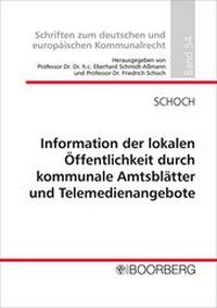Abbildung von: Information der lokalen Öffentlichkeit durch kommunale Amtsblätter und Telemedienangebote - Boorberg