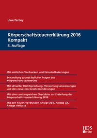 Abbildung von: Körperschaftsteuererklärung 2016 Kompakt - HDS