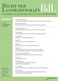 Abbildung von: Recht der Landwirtschaft (RdL) - Agricola-Verlag GmbH