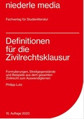 Cover: Definitionen f&uuml;r die Zivilrechtsklausur - niederle media