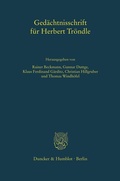 Cover: Ged&auml;chtnisschrift f&uuml;r Herbert Tr&ouml;ndle - Duncker & Humblot