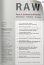 Cover: Recht, Automobil, Wirtschaft: RAW - Fachmedien Recht und Wirtschaft