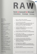 Abbildung von: Recht, Automobil, Wirtschaft: RAW - Fachmedien Recht und Wirtschaft