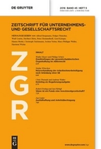 Abbildung von: Zeitschrift für Unternehmens- und Gesellschaftsrecht - ZGR  - De Gruyter