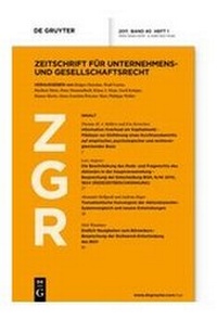 Abbildung von: Zeitschrift für Unternehmens- und Gesellschaftsrecht - ZGR - De Gruyter