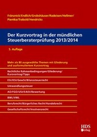 Bild: Der Kurzvortrag in der mündlichen Steuerberaterprüfung 2013/2014 - HDS