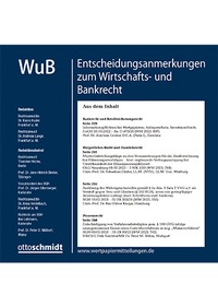 Abbildung von: WuB - Entscheidungsanmerkungen zum Wirtschafts- und Bankrecht - Otto Schmidt Verlag