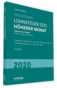 Abbildung von: Tabelle, Lohnsteuer 2020 Höherer Monat - Stollfuß