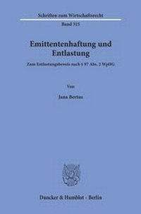 Abbildung von: Emittentenhaftung und Entlastung - Duncker & Humblot