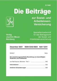 Abbildung von: Beiträge zur Sozial- und Arbeitslosenversicherung - Verlag Joachim Meuer