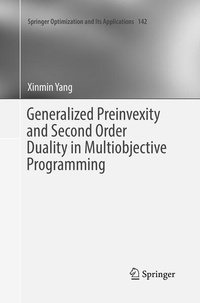 Enlarge image Cover: Generalized Preinvexity and Second Order Duality in Multiobjective Programming - Springer