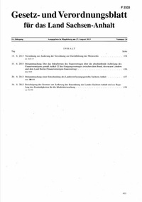 Abbildung von: Gesetz- und Verordnungsblatt für das Land Sachsen-Anhalt - Freyburger Buchdruckwerkstätte GmbH