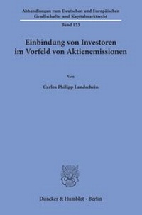 Abbildung von: Einbindung von Investoren im Vorfeld von Aktienemissionen - Duncker & Humblot