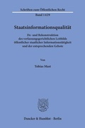 Cover: Staatsinformationsqualit&auml;t - Duncker & Humblot