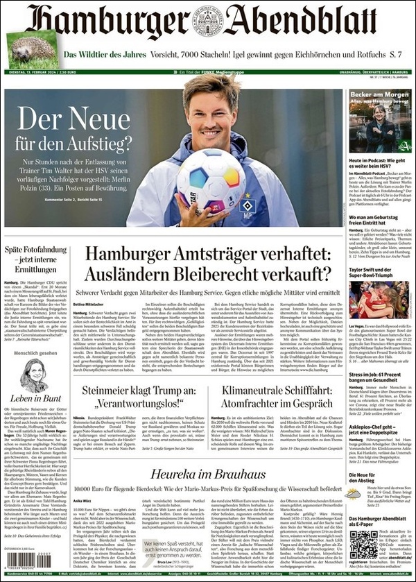 Abbildung von: Hamburger Abendblatt - Hamburger Abendblatt