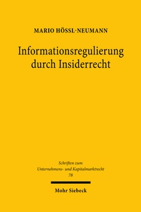 Abbildung von: Informationsregulierung durch Insiderrecht - Mohr Siebeck