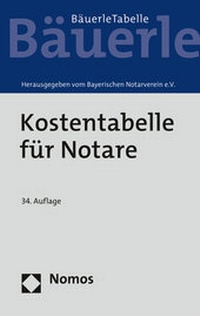 Abbildung von: Kostentabelle für Notare - Nomos