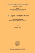 Cover: De Legum interpretatione - Duncker & Humblot