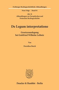 Enlarge image Cover: De Legum interpretatione - Duncker & Humblot