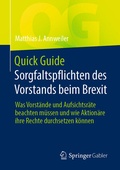 Abbildung von: Quick Guide Sorgfaltspflichten des Vorstands beim Brexit - Springer Gabler