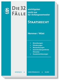 Bild vergrößern Bild: Die 32 wichtigsten Fälle Staatsrecht - Hemmer-Wüst