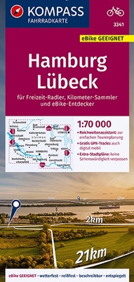Abbildung von: KOMPASS Fahrradkarte 3341 Hamburg, Lübeck 1:70.000 - KOMPASS-Karten