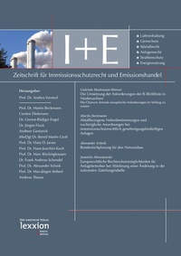 Abbildung von: Zeitschrift für Immissionsschutzrecht und Emissionshandel - I + E - Lexxion