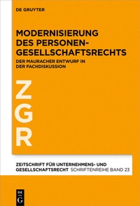 Abbildung von: Modernisierung des Personengesellschaftsrechts - De Gruyter