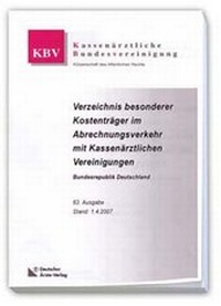 Abbildung von: Verzeichnis sonstige Kostenträger im Abrechnungsverkehr mit Kassenärztlichen Vereinigungen - Deutscher Ärzteverlag