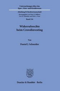 Abbildung von: Widerrufsrechte beim Crowdinvesting. - Duncker & Humblot