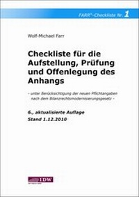 Abbildung von: Checkliste 1 für die Aufstellung, Prüfung und Offenlegung des Anhangs - IDW
