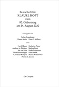 Cover: Festschrift f&uuml;r Klaus J. Hopt zum 80. Geburtstag am 24. August 2020 - De Gruyter