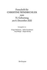 Abbildung von: Festschrift für Christine Windbichler zum 70. Geburtstag am 8. Dezember 2020 - De Gruyter