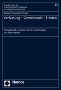 Cover: Verfassung - Gemeinwohl - Frieden - Nomos
