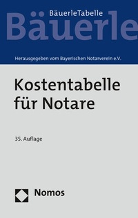 Abbildung von: Kostentabelle für Notare - Nomos
