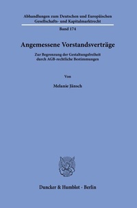 Abbildung von: Angemessene Vorstandsverträge - Duncker & Humblot