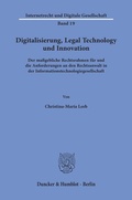 Cover: Digitalisierung, Legal Technology und Innovation. - Duncker & Humblot