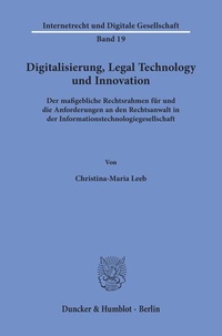 Enlarge image Cover: Digitalisierung, Legal Technology und Innovation. - Duncker & Humblot