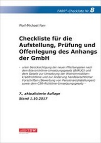 Abbildung von: Checkliste 8 für die Aufstellung, Prüfung und Offenlegung des Anhangs der GmbH - IDW