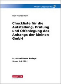Abbildung von: Checkliste 5 für die Aufstellung, Prüfung und Offenlegung des Anhangs der kleinen GmbH - IDW