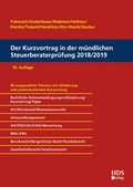 Cover: Der Kurzvortrag in der m&uuml;ndlichen Steuerberaterpr&uuml;fung 2018/2019 - HDS