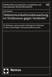 Abbildung von: Telekommunikationsüberwachung im Strafprozess gegen Verbände? - Nomos
