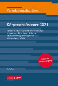 Abbildung von: Veranlagungshandbuch Körperschaftsteuer 2021: KSt 2021 - IDW