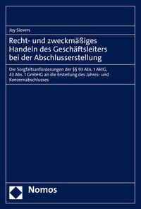 Abbildung von: Recht- und zweckmäßiges Handeln des Geschäftsleiters bei der Abschlusserstellung - Nomos