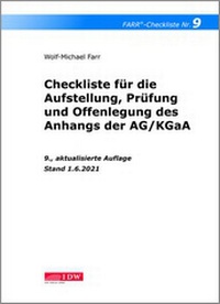 Abbildung von: Checkliste 9 für die Aufstellung, Prüfung und Offenlegung des Anhangs der AG/KGaA - IDW